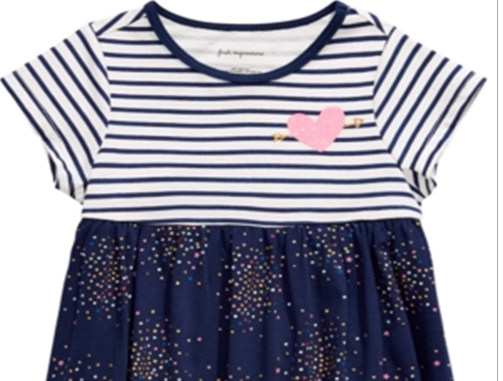 First Impressions Baby Girl's Confetti Print Striped Cotton Tunic White Size 6-9MOS