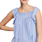 Free People Women's Want Your Love Straight Neck Peplum Top Blue Size Small