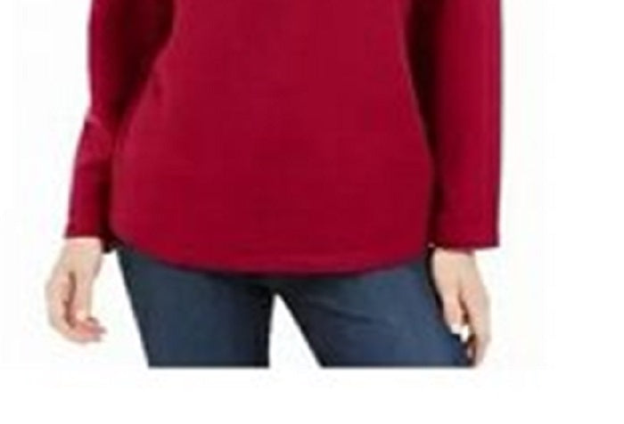 Karen Scott Women's Sweater Medium Fleece Solid Pullover Red Size Medium