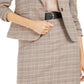 Bar III Women's One Button Plaid Blazer Brown Size 2