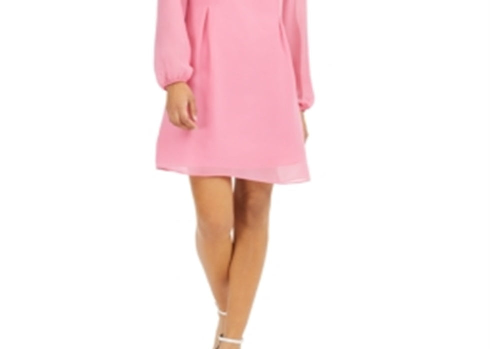 INC International Concepts Women's Bow Back Chiffon Dress Pink Size X-Small