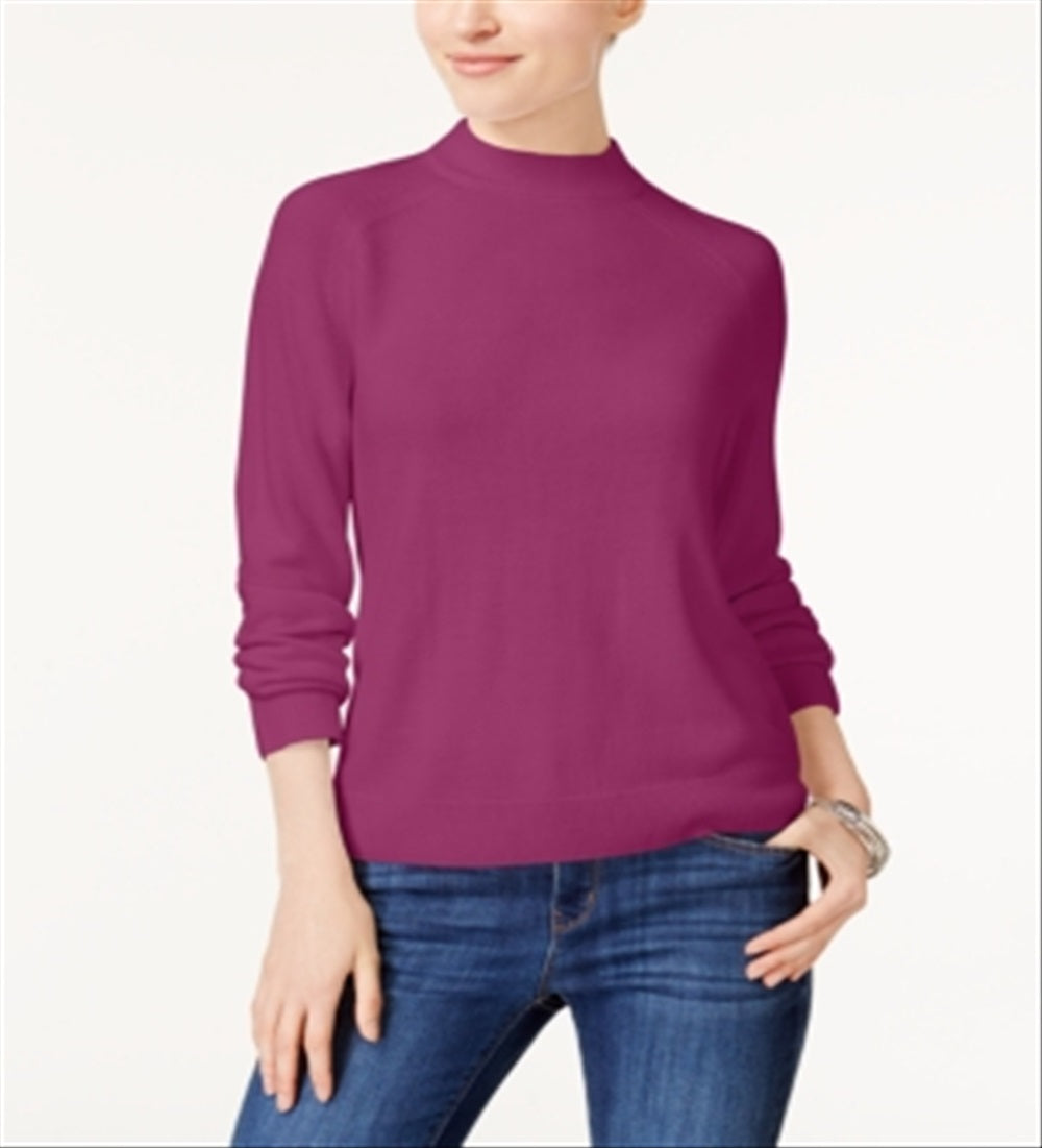 Karen Scott Women's Zip Back Mock Neck Sweater Purple Size XX-Large