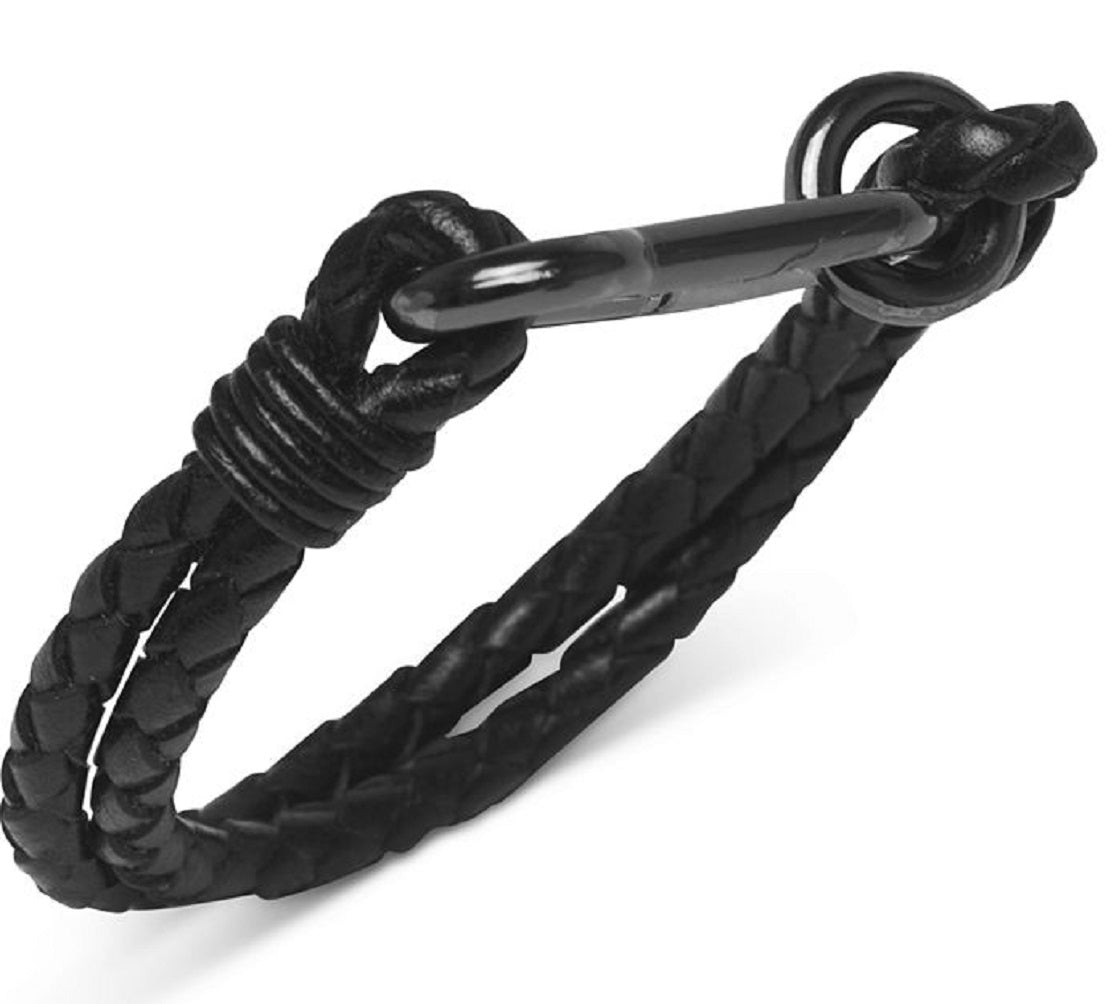Kenneth Cole Reaction Men's Bolo Cord Leather Bracelet Black Size Regular