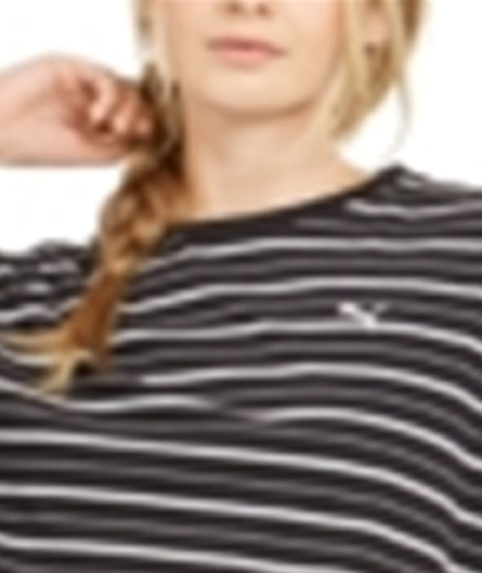 Puma Women's Rebel Cotton Striped T-Shirt Black Size Medium