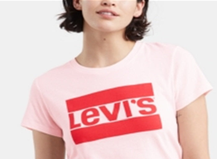 Levi's Flocked Logo-Print T-Shirt Pink Size XL