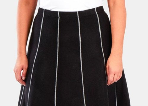 NY Collection Women's Plus MIDI Skirt Plaid Flared Gray Size 1X