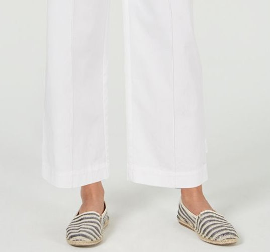 Charter Club Women's Wide Leg Belted Pants White Size 6