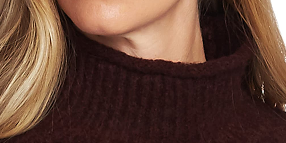 Vince Camuto Long Sleeve Texture Stitch Mock Neck Sweater (Port) Women's Sweater Red Size L