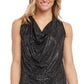 Karen Kane Women's Sequin Drape Neck Top Black Size Medium