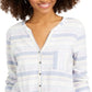 Style & Co Women's Cotton Striped Tie Front Shirt White Size Petite L