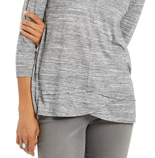 Style & Co V-Neck Top Grey Size 2XL