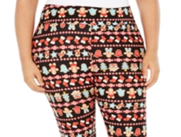 Planet Gold Women's Trendy Plus Printed Leggings Black Size 1X
