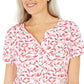Karen Scott Women's  Printed Henley Top Orange Size XS