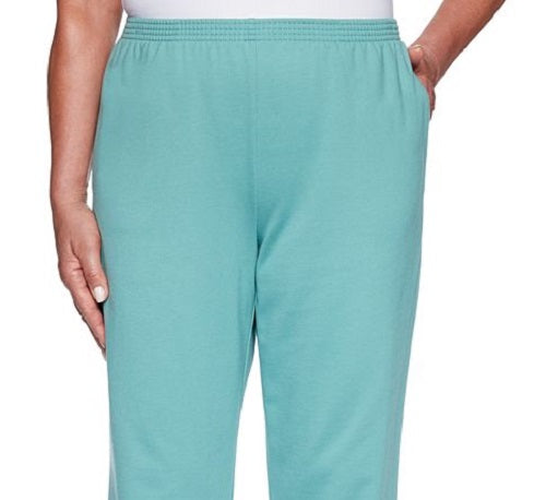 Alfred Dunner Women's All About Ease Casual Pants Green Size Petite Medium