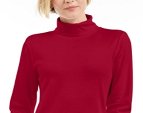 Karen Scott Women's Cotton Turtleneck Top Red Size XXL