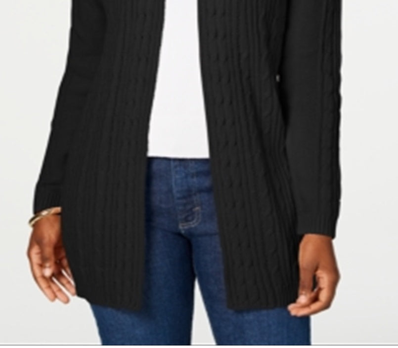 Karen Scott Women's Cable Knit Cardigan Black Size Petite XL