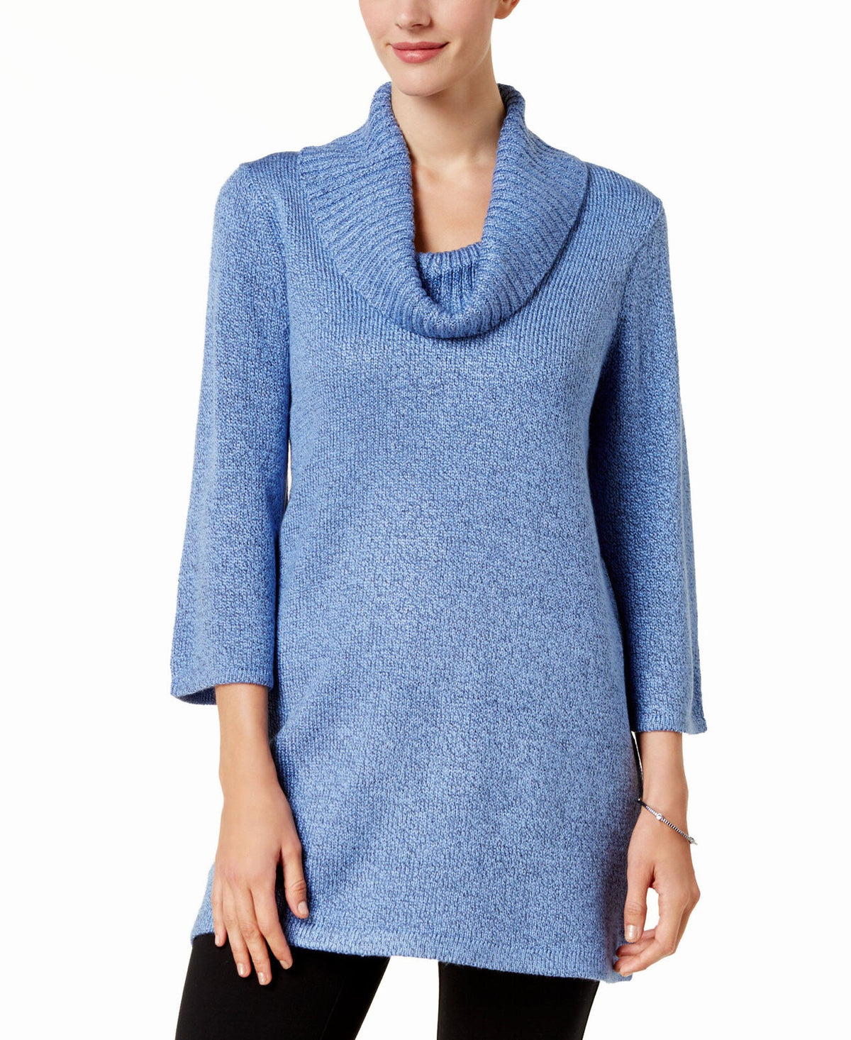 Karen Scott Women's Cowl-Neck 3/4-Sleeve Sweater True Teal Marl  Size M -