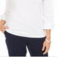 Karen Scott Women's Split Neck Point Collar Top White Size -Petite L