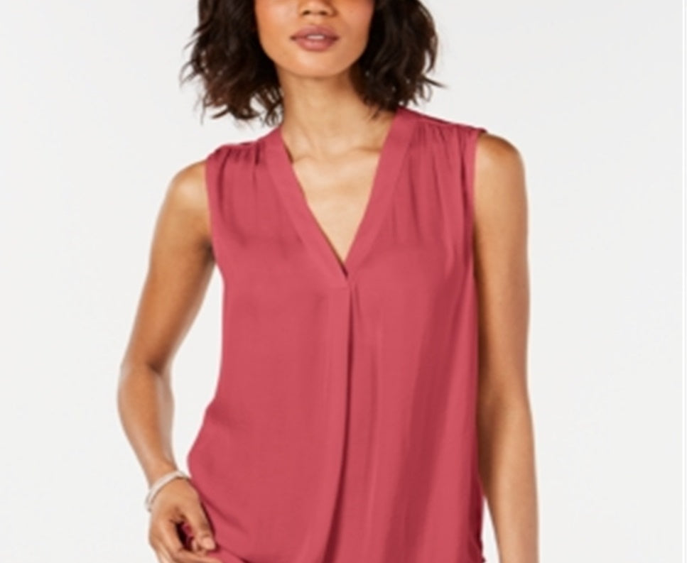 Alfani Women's Sleeveless V Neck Tank Top Red Size X-Large