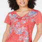 Style & Co Petite Graphic-Print T-Shirt Red Size Petite XL