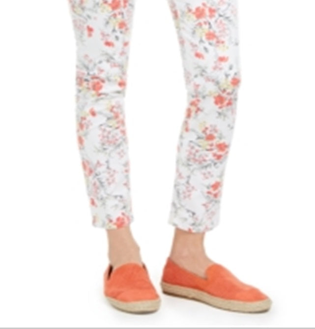 Charter Club Women's Floral Printed Bristol Capri Jeans White Size 10