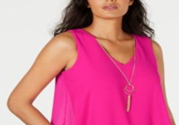 Thalia Sodi Women's Sleeveless Necklace Top Pink Size Medium