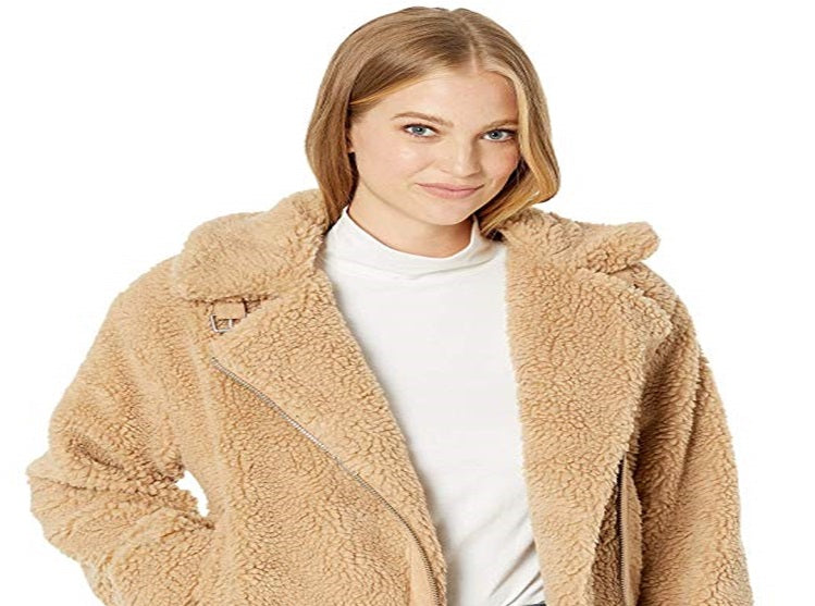 Levi's Women's All Over Sherpa Motorcycle Jacket Brown Size Medium