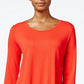 JM Collection Women's Solid Rayon Span Top Red Size Large