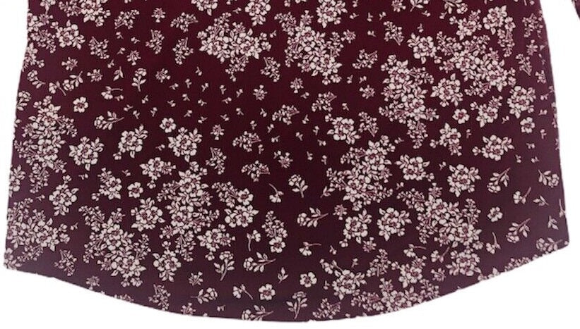 Charter Club Women's Printed Pintuck Ruffled Sleeve Top Red Size Medium