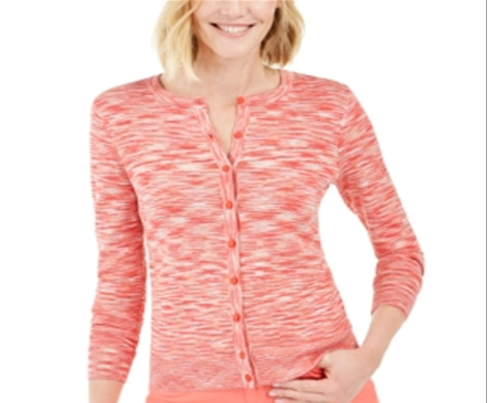 Charter Club Women's Space Dyed Button Cardigan Pink Size Small