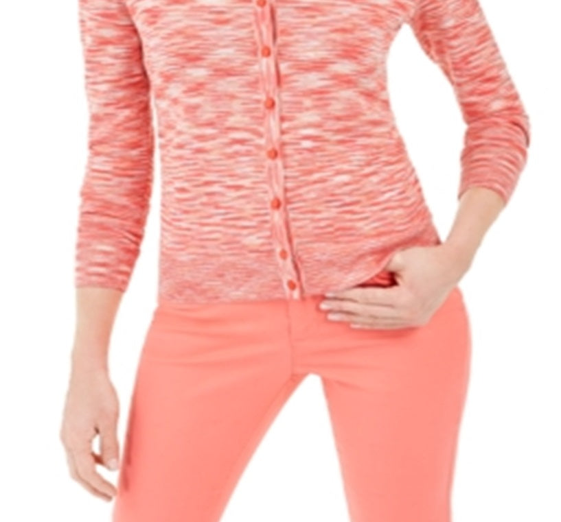 Charter Club Women's Space Dyed Button Cardigan Pink Size Small