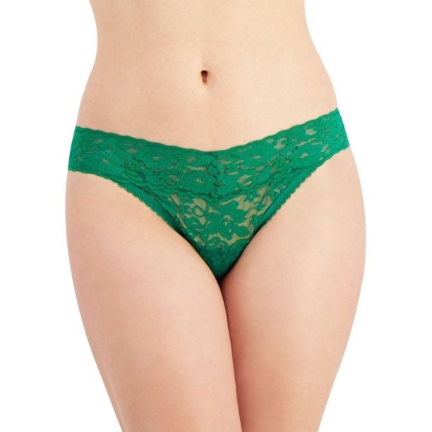 INC International Concepts Women's Smooth Lace Thong -Green Size Small
