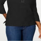 Karen Scott Women's Cotton Lace up Shirt Black Size XX-Large