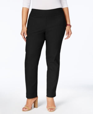 Charter Club Women's Plus Size Cambridge Tummy-Control Pull-on Pants Black Size 14W