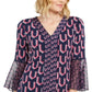 JM Collection Women's Printed Bell Sleeve Tunic Blue Size XX-Large