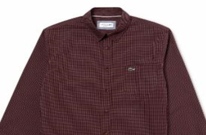 Lacoste Men's Regular Fit Gingham Check Poplin Shirt Red Size 38/S