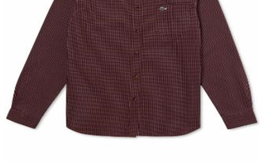 Lacoste Men's Regular Fit Gingham Check Poplin Shirt Red Size 38/S