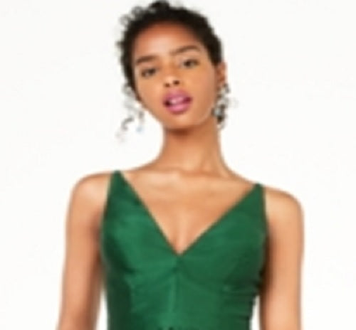 Blondie Nites Women's Zippered Short Sleeve Sweetheart Neckline Mini Fit Flare Formal Dress Green Size 9