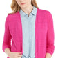 Charter Club Women's Open Front Pointelle Cardigan Pink Size XX-Large