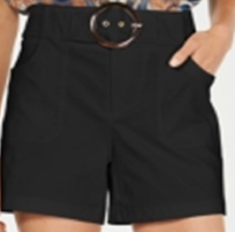 INC International Concepts Women's Belted Shorts Black Size 0