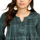 Style & Co Women's Plaid Split Neck Top Green Size X-Small