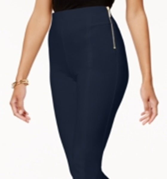 INC International Concepts Women's High Rise Double Zipper Skinny Pants Blue Size 2