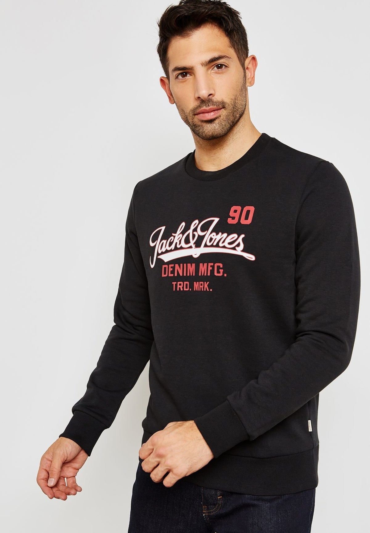 Jack & Jones Men's Crew Neck Sweatshirt Black Size X-Large