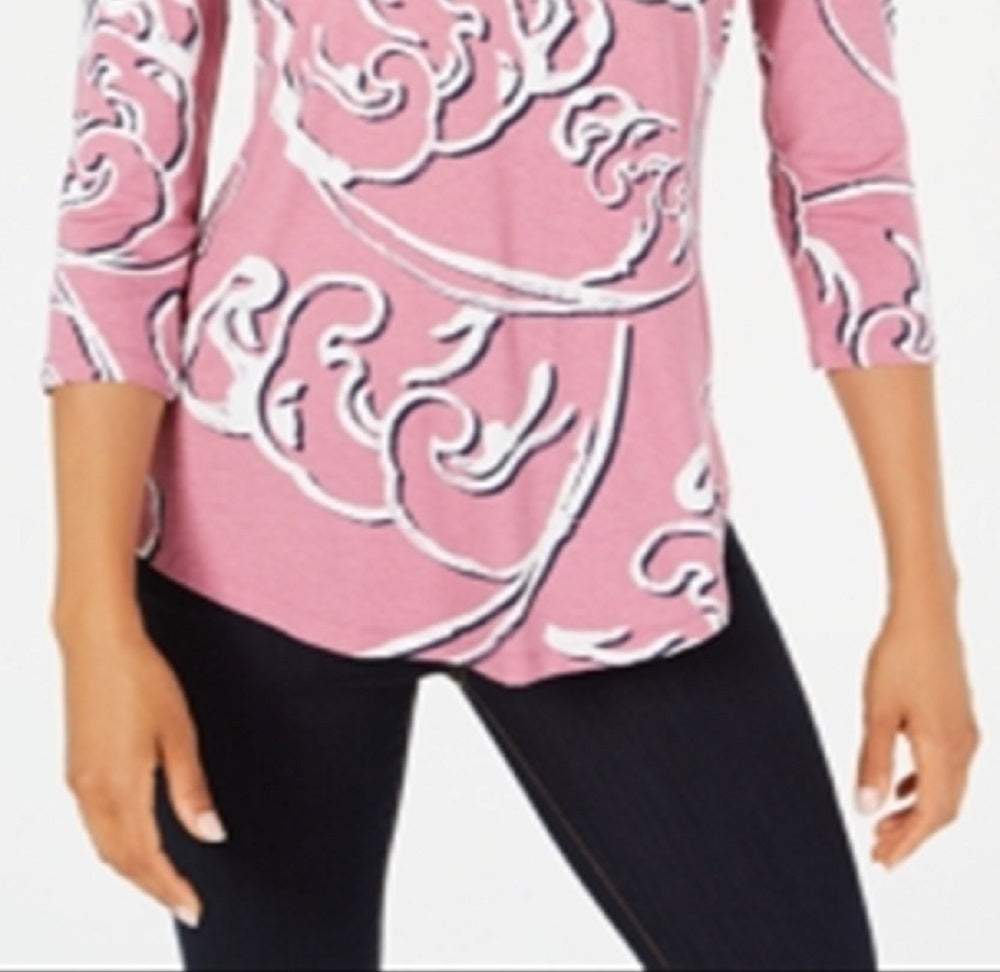 JM Collection Women's Printed T-Shirt Pink Size X-Small