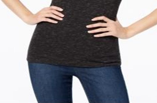 Maison Jules Women's Speckle Sleeveless Scoop Neck Top Black Size XS