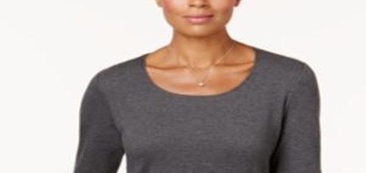 Karen Scott Women's Cotton Scoop Neck Top Black Size Large