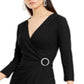 INC International Concepts Women's Embellished Accent Wrap Dress Black Size Petite XL