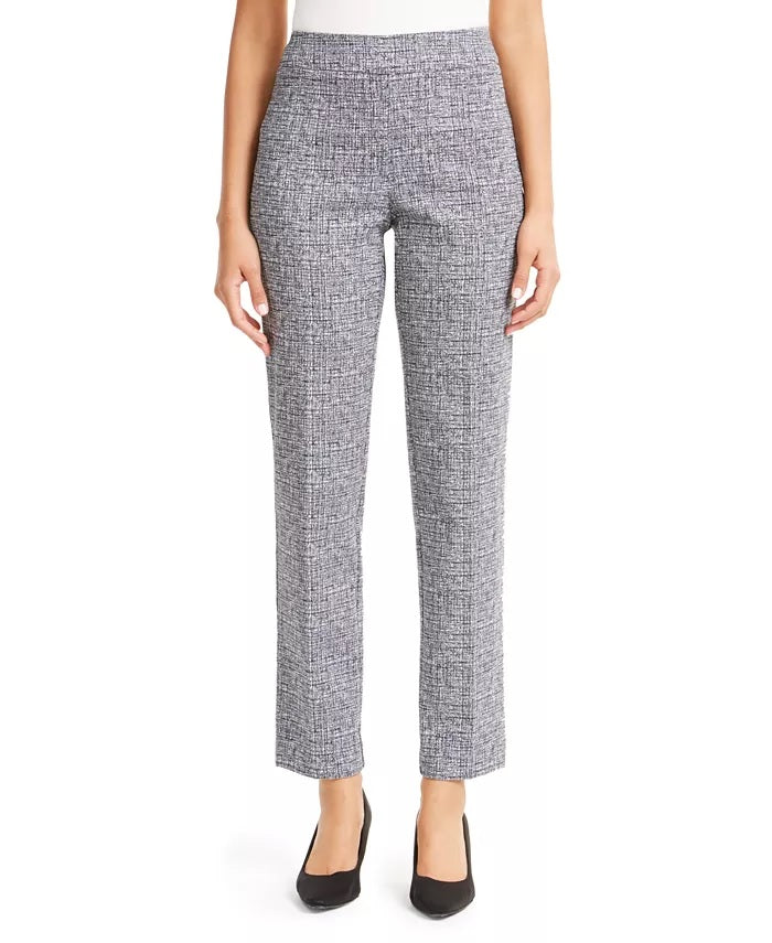 JM Collection Women's Jacquard Straight-Leg Pants Blue Size XX-Large