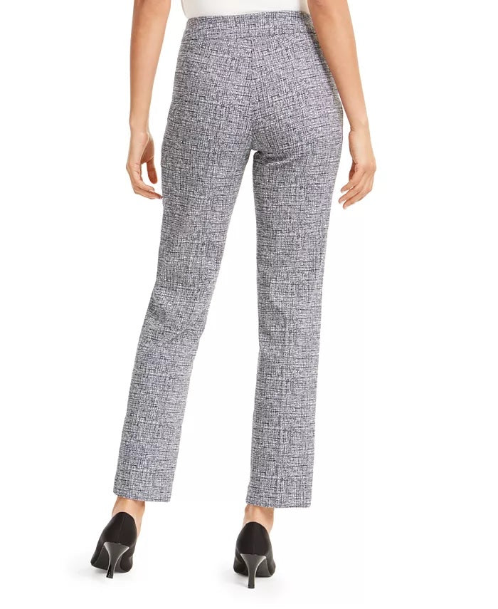 JM Collection Women's Jacquard Straight-Leg Pants Blue Size XX-Large