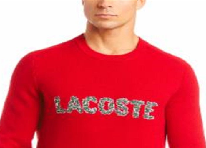 Lacoste Men's Croco Magic Embroidery Wool Blend Sweater Red Size -3/S